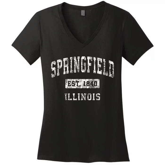 Springfield Illinois Il Vintage Established Sports Women's V-Neck T-Shirt