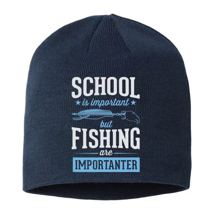 School Is Important But Fishing Is Importanter 8 1/2in Sustainable Knit Beanie