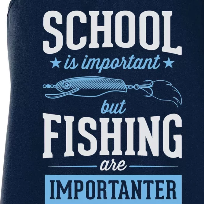 School Is Important But Fishing Is Importanter Women's Racerback Tank