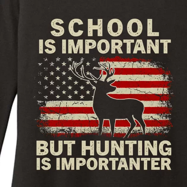 School Is Important But Hunting Is Importanter USA FLag Womens CVC Long Sleeve Shirt