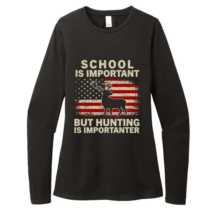 School Is Important But Hunting Is Importanter USA FLag Womens CVC Long Sleeve Shirt