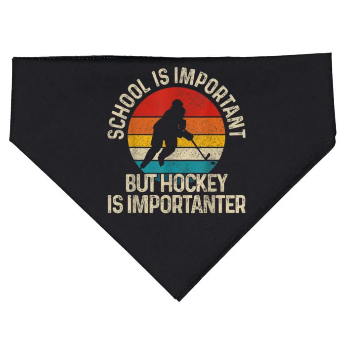 School Is Important But Hockey Is Importanter Funny Gist USA-Made Doggie Bandana