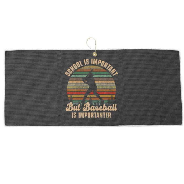 School Is Important But Baseball Is Importanter For Kids Large Microfiber Waffle Golf Towel