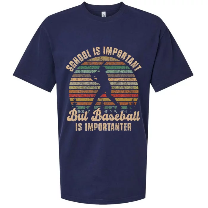 School Is Important But Baseball Is Importanter For Kids Sueded Cloud Jersey T-Shirt