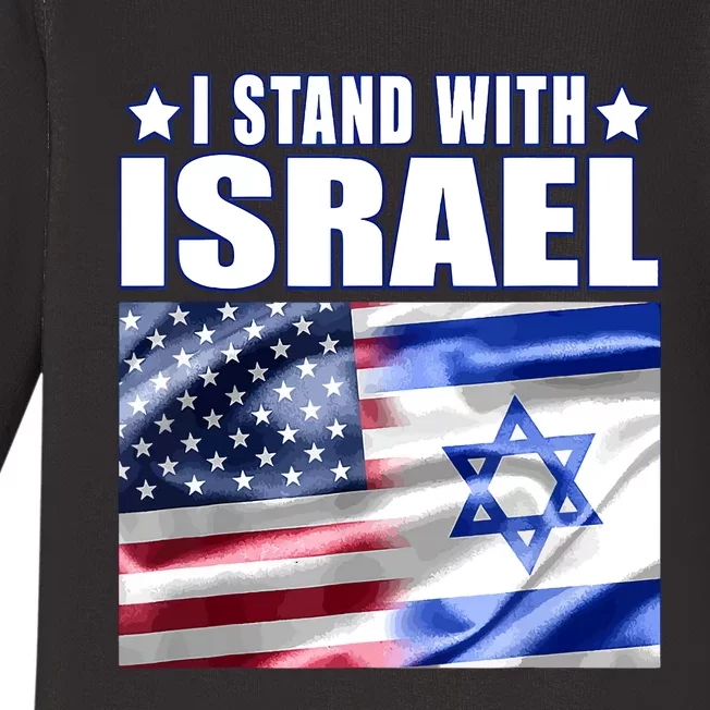 Support Israel I Stand With Israel Us Israel Flag Combined Baby Long Sleeve Bodysuit