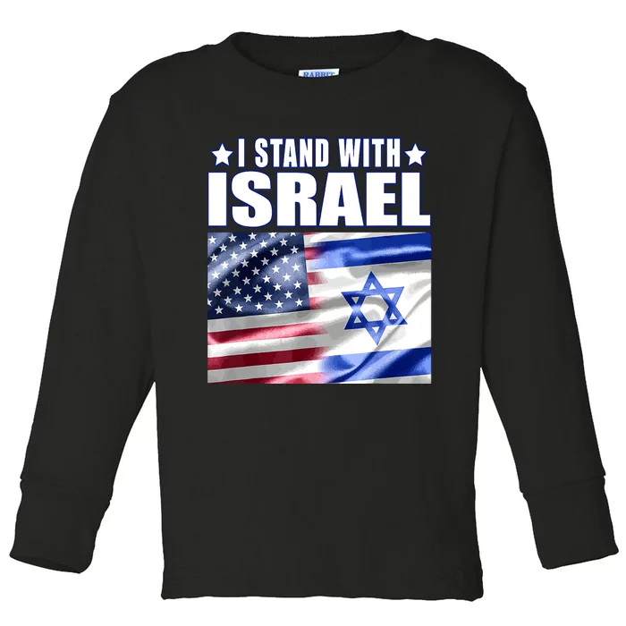 Support Israel I Stand With Israel Us Israel Flag Combined Toddler Long Sleeve Shirt