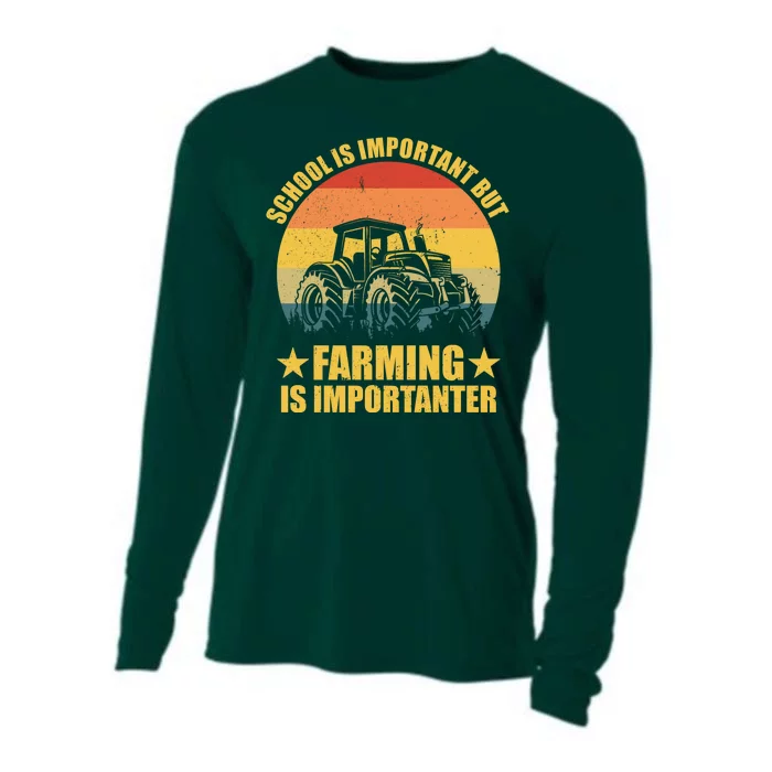 School Is Important Farming Is Importanter Cooling Performance Long Sleeve Crew