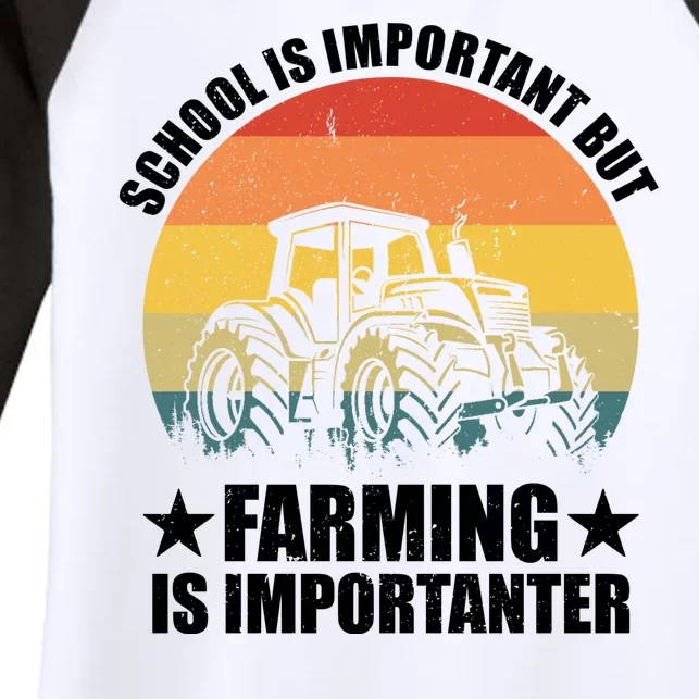 School Is Important Farming Is Importanter Women's Tri-Blend 3/4-Sleeve Raglan Shirt