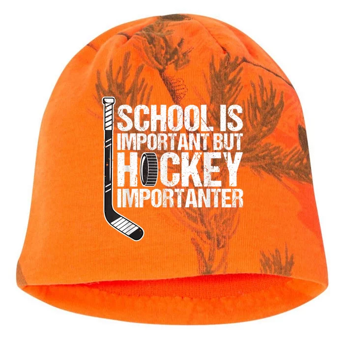 School Is Important But Hockey Is Importanter Funny Gift Kati - Camo Knit Beanie