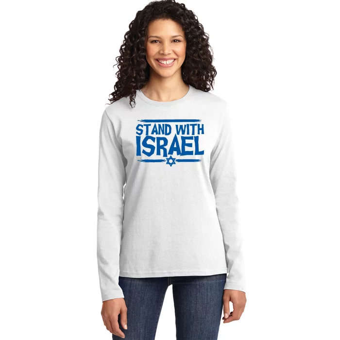 Support Israel I Stand With Israel Israeli Flag Support Israel Strong Ladies Long Sleeve Shirt