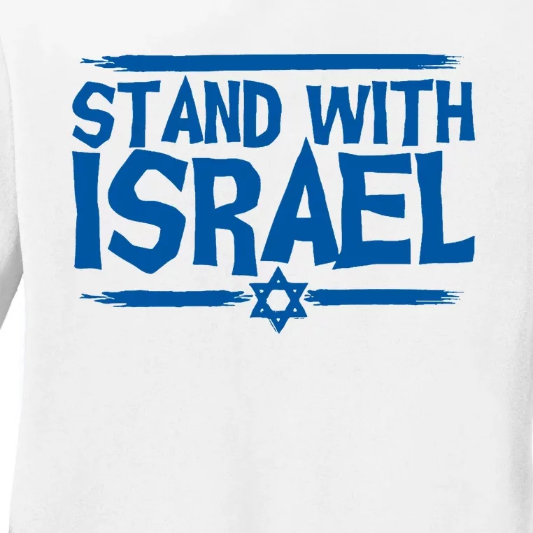 Support Israel I Stand With Israel Israeli Flag Support Israel Strong Ladies Long Sleeve Shirt