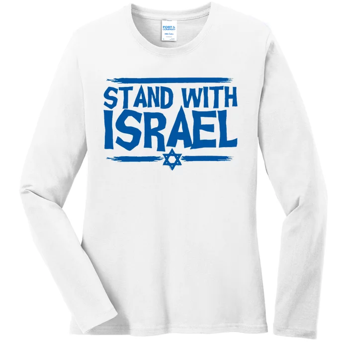 Support Israel I Stand With Israel Israeli Flag Support Israel Strong Ladies Long Sleeve Shirt