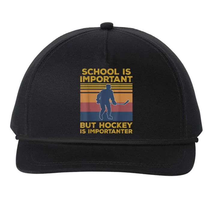 School Is Important But Hockey Is Importanter Funny Gift Snapback Five-Panel Rope Hat