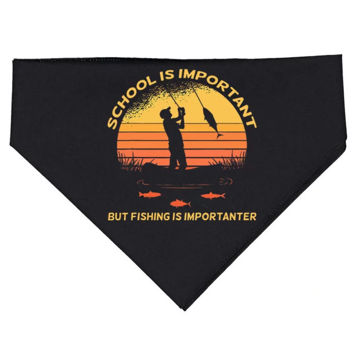 School Is Important But Fishing Is Importanter USA-Made Doggie Bandana