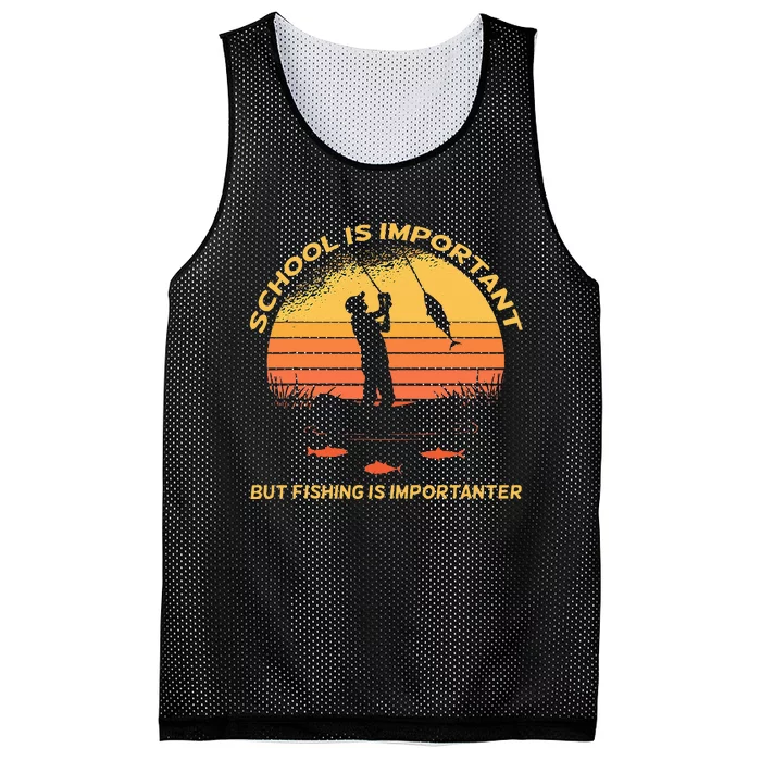 School Is Important But Fishing Is Importanter Mesh Reversible Basketball Jersey Tank