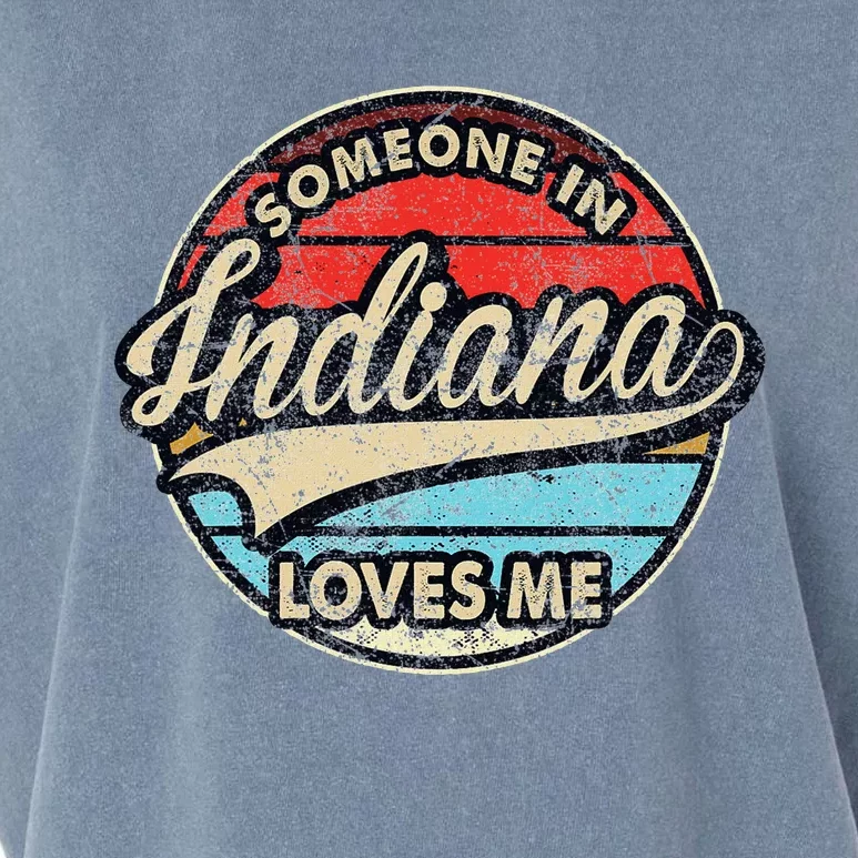 Someone In Indiana Loves Me Us State Cool Retro Garment-Dyed Women's Muscle Tee