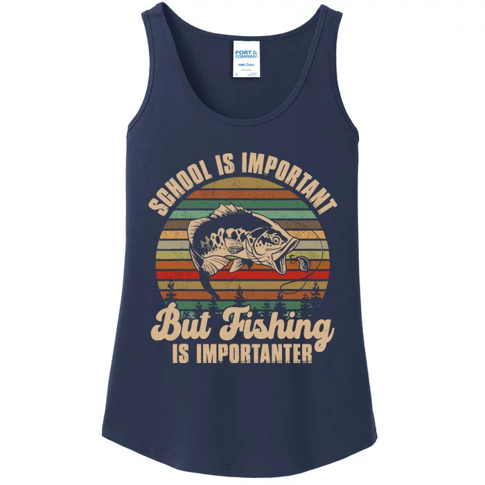 School Is Important But Fishing Is Importanter For Boy Ladies Essential Tank