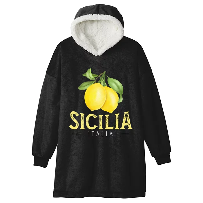 Sicilia Italia Italian Lemons Proud Sicilian Hooded Wearable Blanket