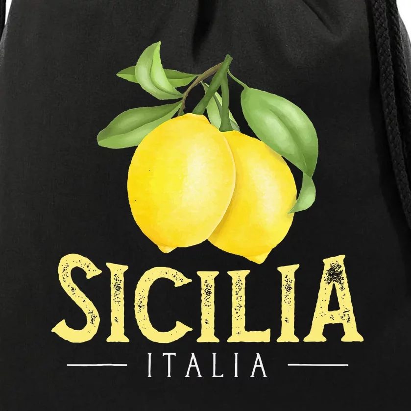 Sicilia Italia Italian Lemons Proud Sicilian Drawstring Bag