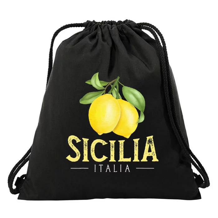 Sicilia Italia Italian Lemons Proud Sicilian Drawstring Bag