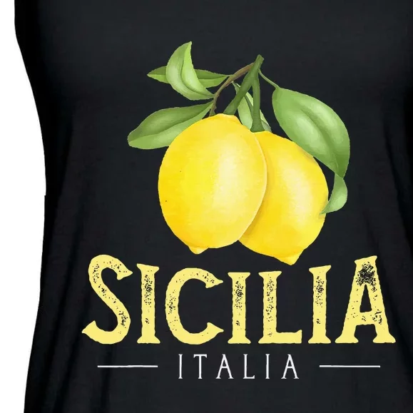 Sicilia Italia Italian Lemons Proud Sicilian Ladies Essential Flowy Tank