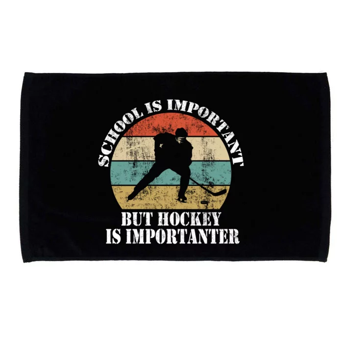 School Is Important But Hockey Is Importanter Funny Gift Microfiber Hand Towel