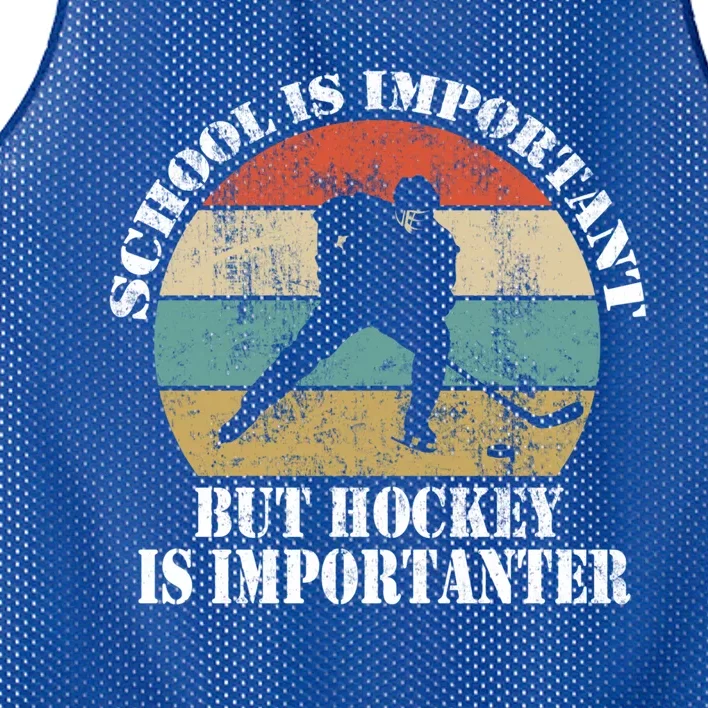 School Is Important But Hockey Is Importanter Funny Gift Mesh Reversible Basketball Jersey Tank