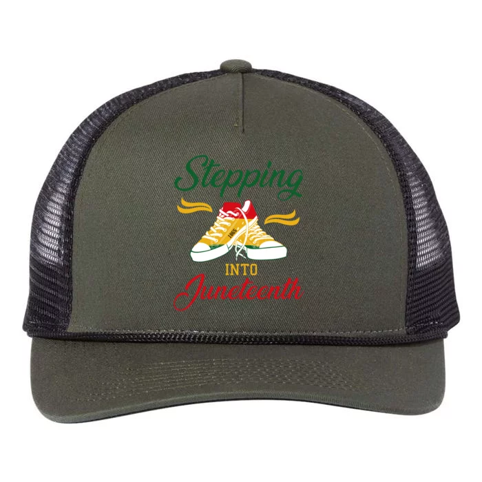 Stepping Into Juneteenth Celebration Retro Rope Trucker Hat Cap