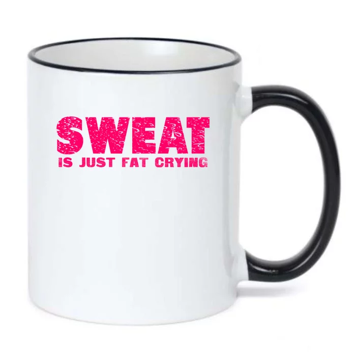 Sweat Is Just Fat Crying Humorous Saying Work Out Gift Black Color Changing Mug