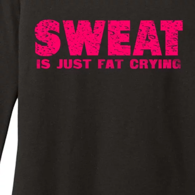 Sweat Is Just Fat Crying Humorous Saying Work Out Gift Womens CVC Long Sleeve Shirt