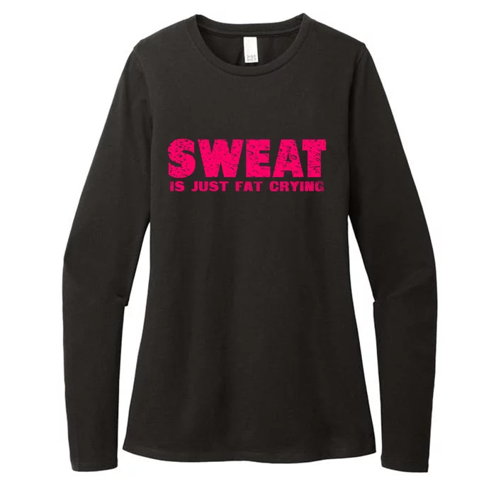 Sweat Is Just Fat Crying Humorous Saying Work Out Gift Womens CVC Long Sleeve Shirt