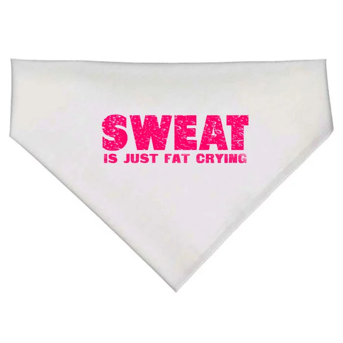 Sweat Is Just Fat Crying Humorous Saying Work Out Gift USA-Made Doggie Bandana