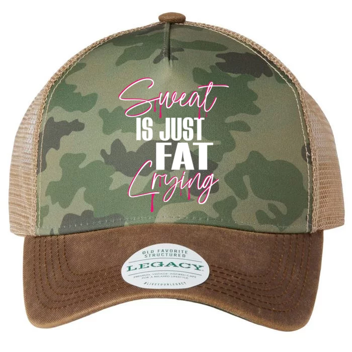 Sweat Is Just Fat Crying Funny Workout Gym Gift Legacy Tie Dye Trucker Hat