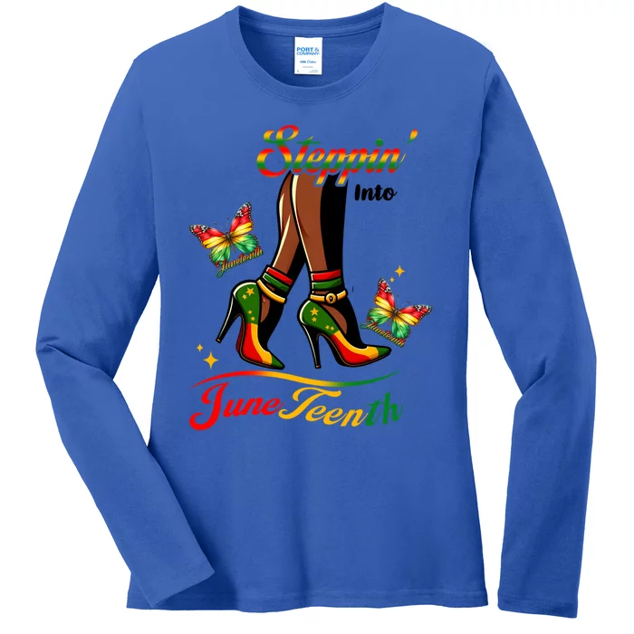 Stepping Into Junenth Black History Gift Ladies Long Sleeve Shirt