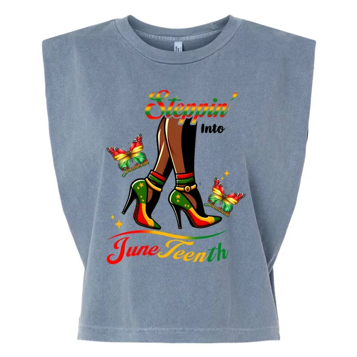 Stepping Into Junenth Black History Gift Garment-Dyed Women's Muscle Tee