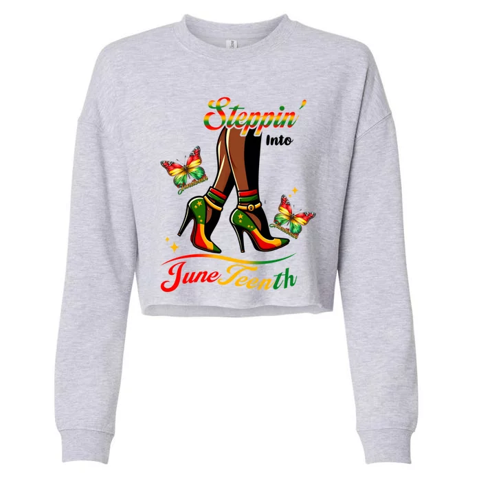 Stepping Into Junenth Black History Gift Cropped Pullover Crew