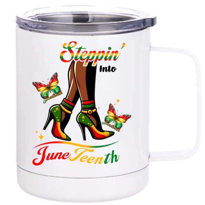 Stepping Into Junenth Black History Gift Front & Back 12oz Stainless Steel Tumbler Cup