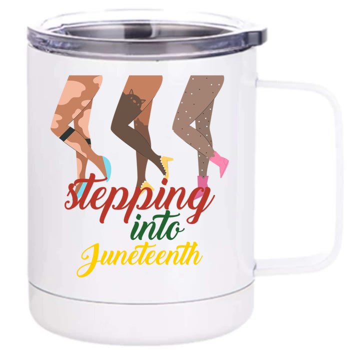 Stepping Into Junenth High Heels Afro Black Gift Front & Back 12oz Stainless Steel Tumbler Cup