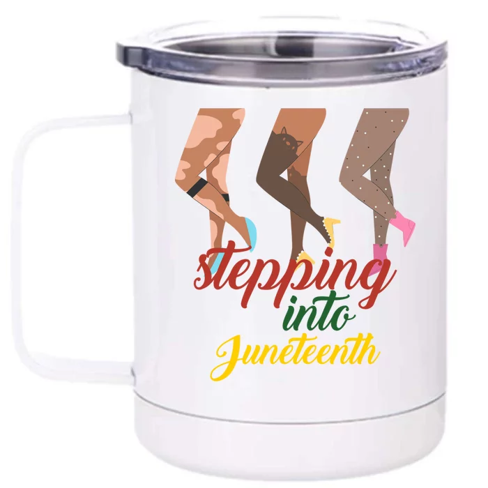 Stepping Into Junenth High Heels Afro Black Gift Front & Back 12oz Stainless Steel Tumbler Cup