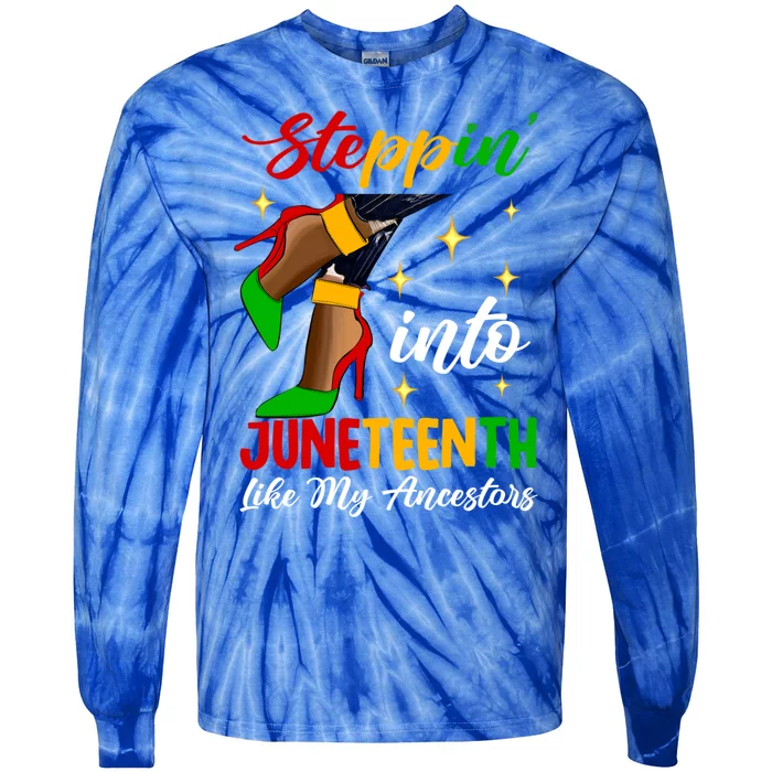 Stepping Into Junenth High Heels Black Gift Tie-Dye Long Sleeve Shirt