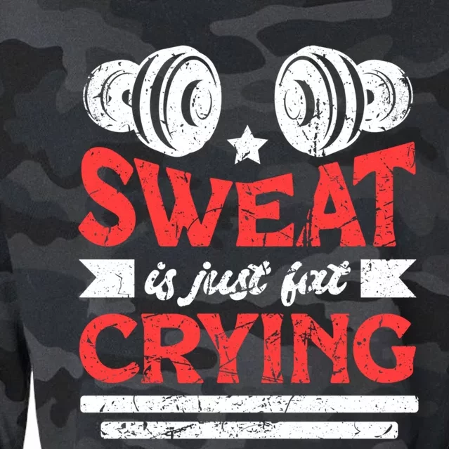 Sweat Is Just Fat Crying Grunge Gym Workout Fitness Great Gift Cropped Pullover Crew