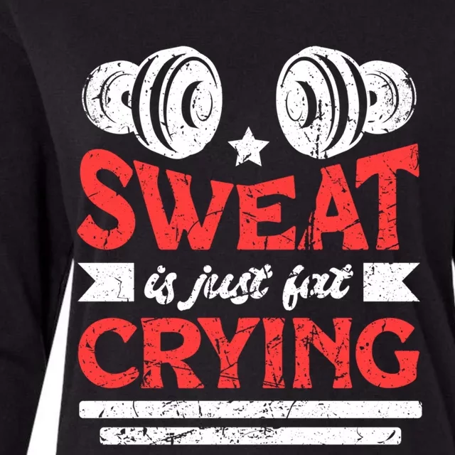 Sweat Is Just Fat Crying Grunge Gym Workout Fitness Great Gift Womens Cotton Relaxed Long Sleeve T-Shirt