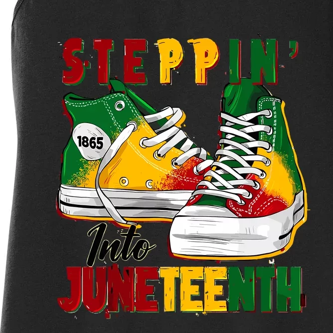 Steppin Into Juneteenth Like My Ancestors 1865 Freedom Day Women's Racerback Tank