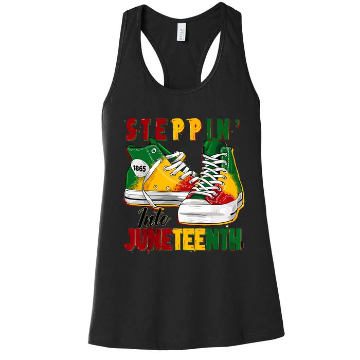 Steppin Into Juneteenth Like My Ancestors 1865 Freedom Day Women's Racerback Tank