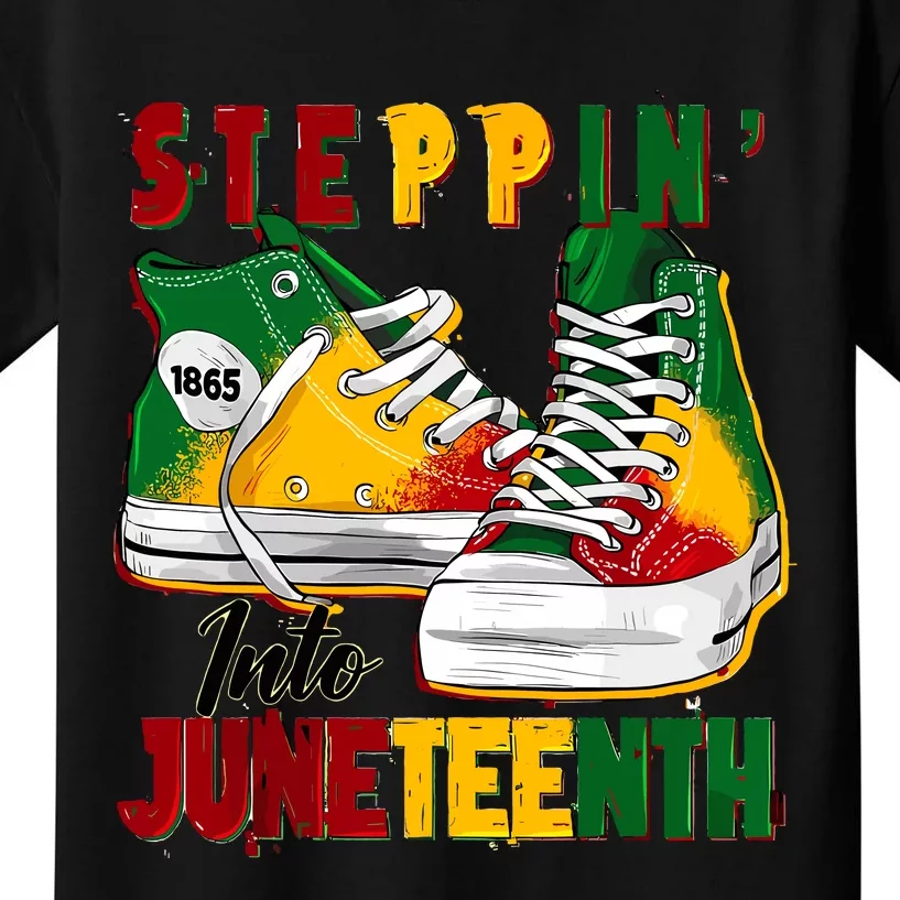 Steppin Into Juneteenth Like My Ancestors 1865 Freedom Day Kids T-Shirt