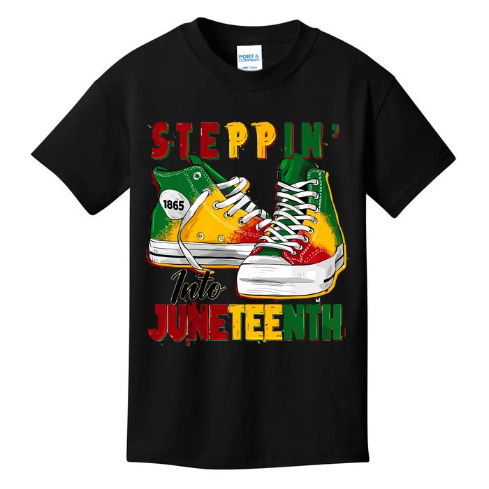 Steppin Into Juneteenth Like My Ancestors 1865 Freedom Day Kids T-Shirt