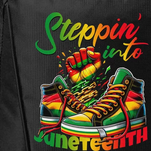 Stepping Into Juneteenth Afro Women Black City Backpack