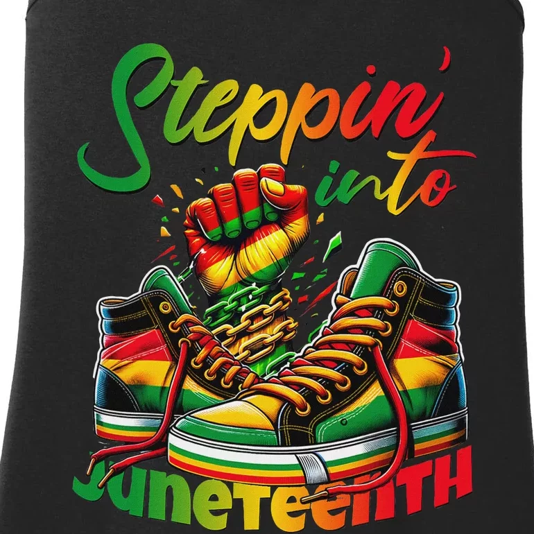 Stepping Into Juneteenth Afro Women Black Ladies Essential Tank