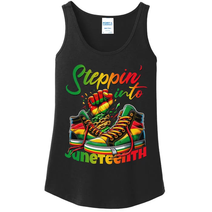 Stepping Into Juneteenth Afro Women Black Ladies Essential Tank