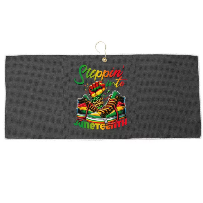 Stepping Into Juneteenth Afro Women Black Large Microfiber Waffle Golf Towel